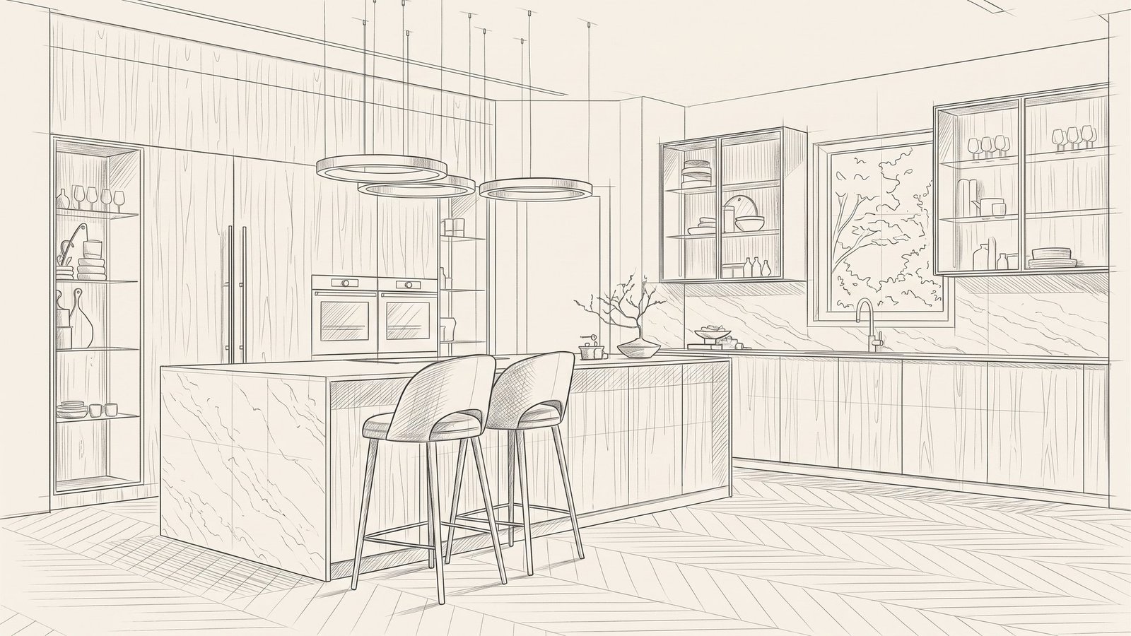 McLean Residence kitchen, concept sketch